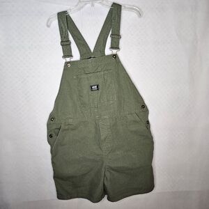 VANS Women's The Ground Work Shortall Size XL Green Carpenter Style Relaxed Fit